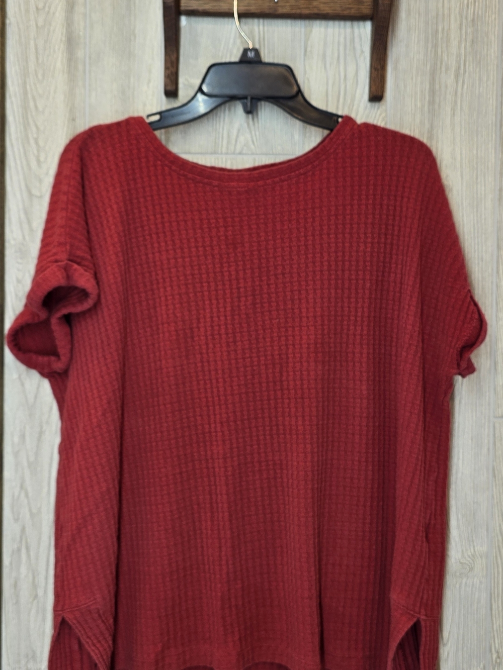 LuLaRoe Red Waffle Knit Short Sleeve Top